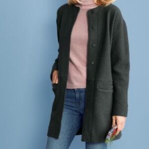 Garnet Hill Boiled Wool Jeweled Collar Coat